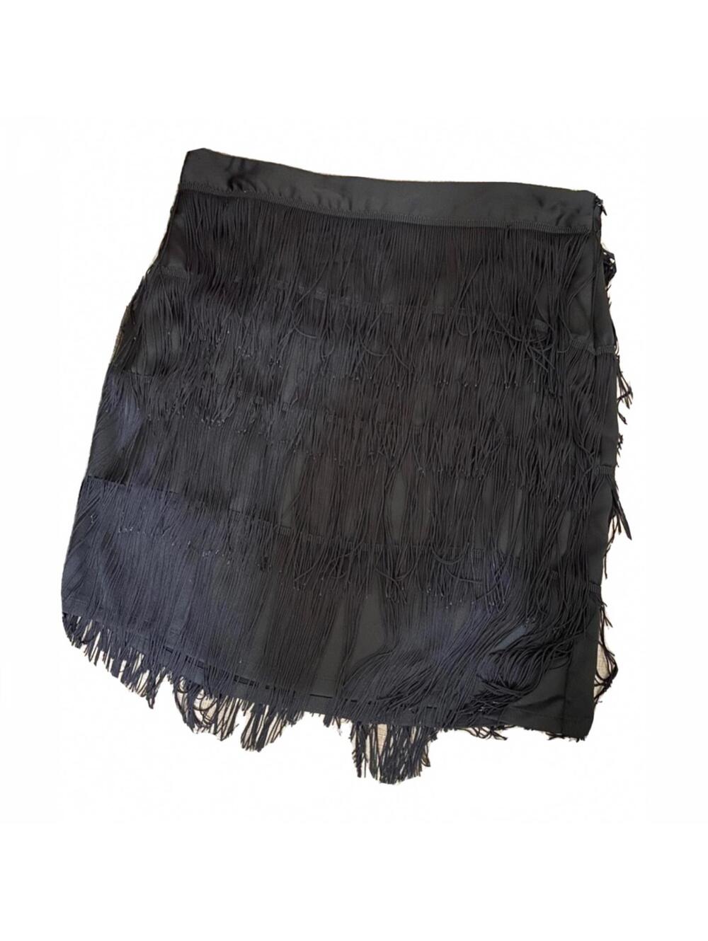 Fringe Mini Skirt Roaring 20s Flapper True Black | Size Medium